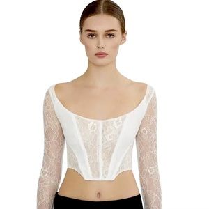 DANIELLE GUIZIO Dex Lace Corset Top Long Sleeve